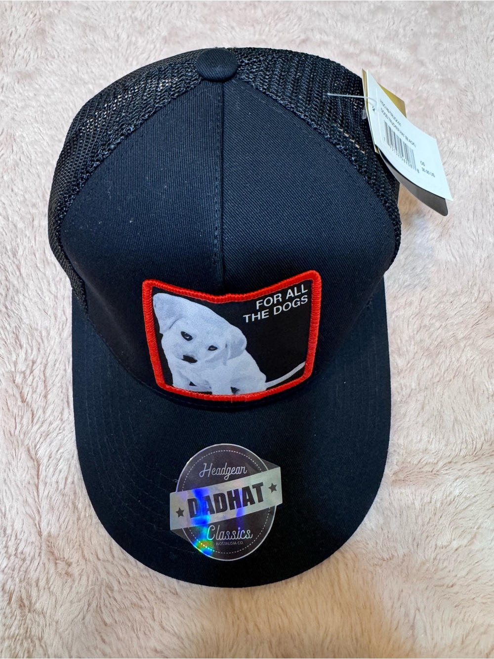 Black Dad Hat Trucker Cap with Puppy Patch